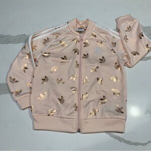 Adidas Kids Light Pink, White, and Gold Track Jacket Girls Size 4T